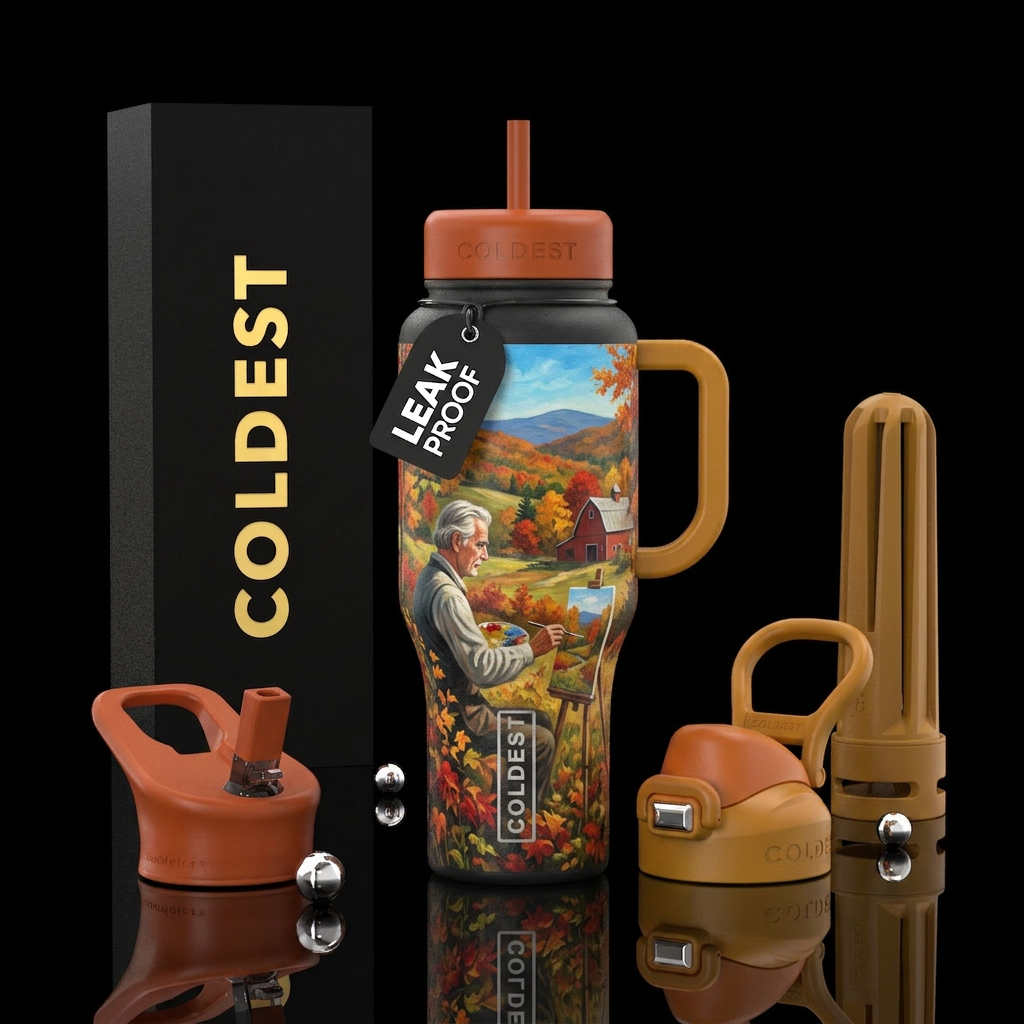 painting autumn water bottle design