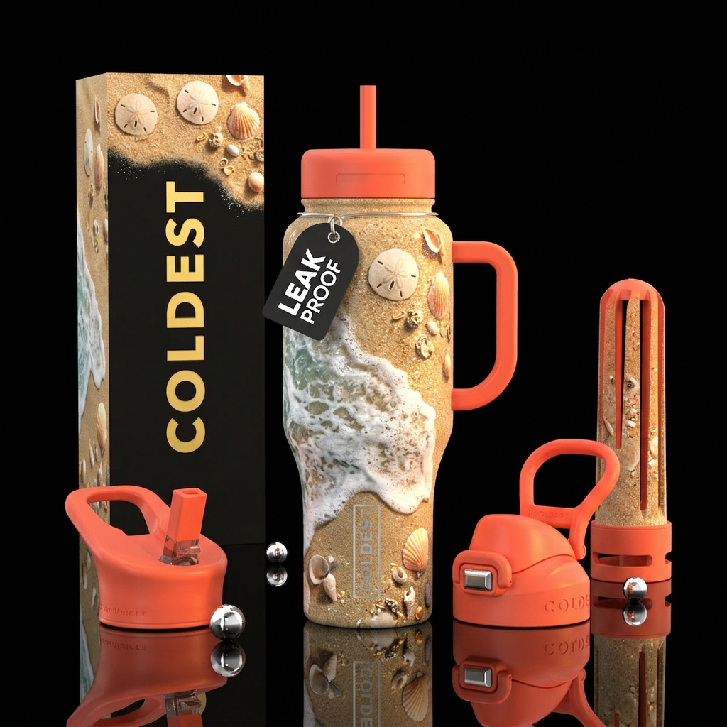 beach treasures water bottle design