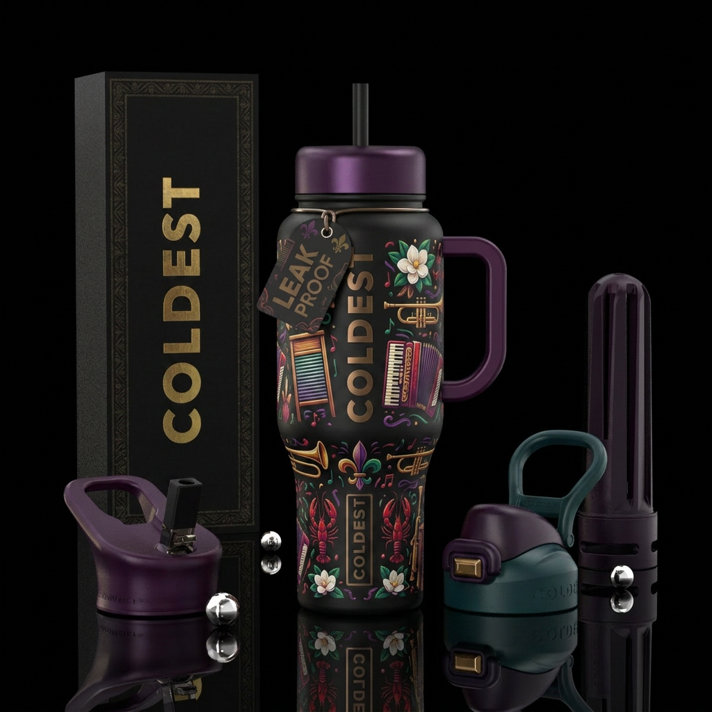Louisiana culture water bottle design