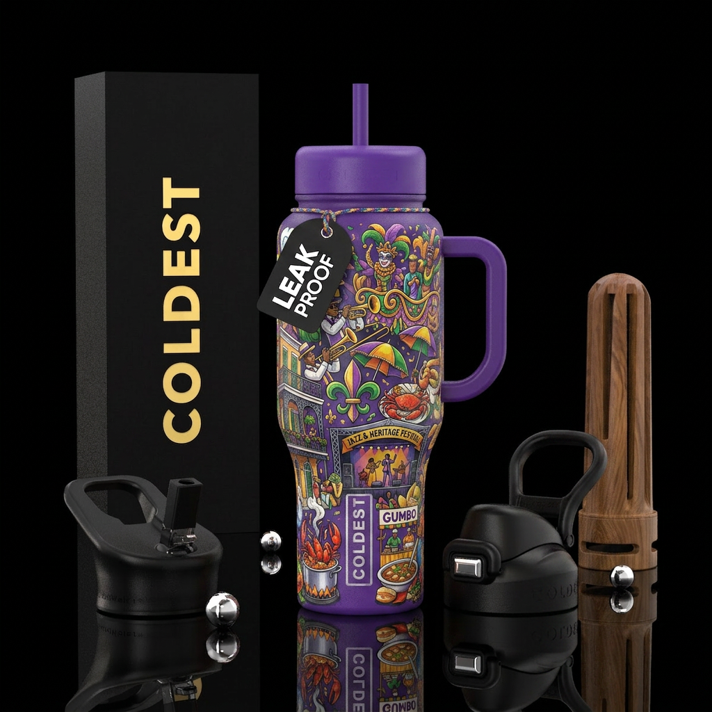 Louisiana celebrations water bottle design