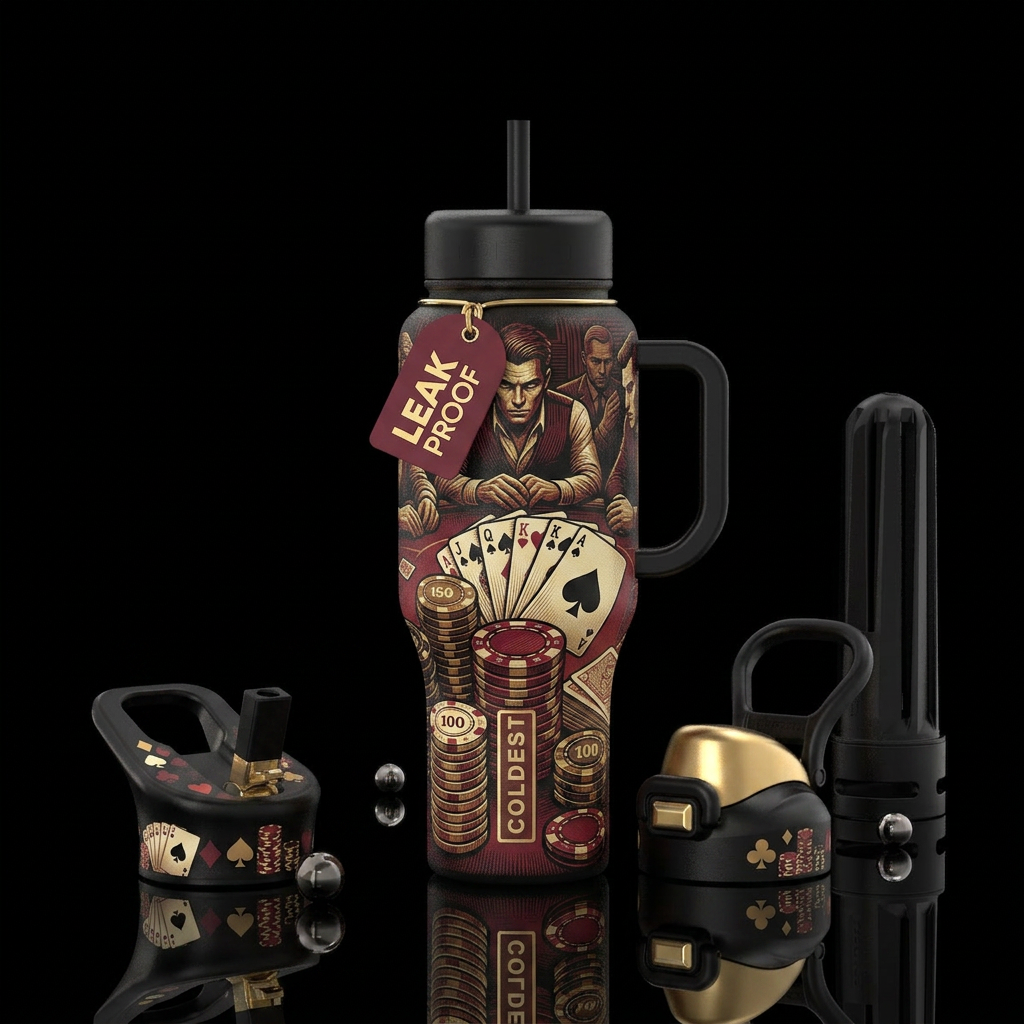 texas hold em water bottle design