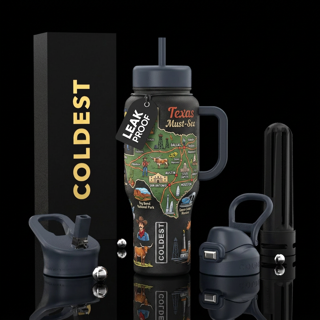 travel Texas water bottle design