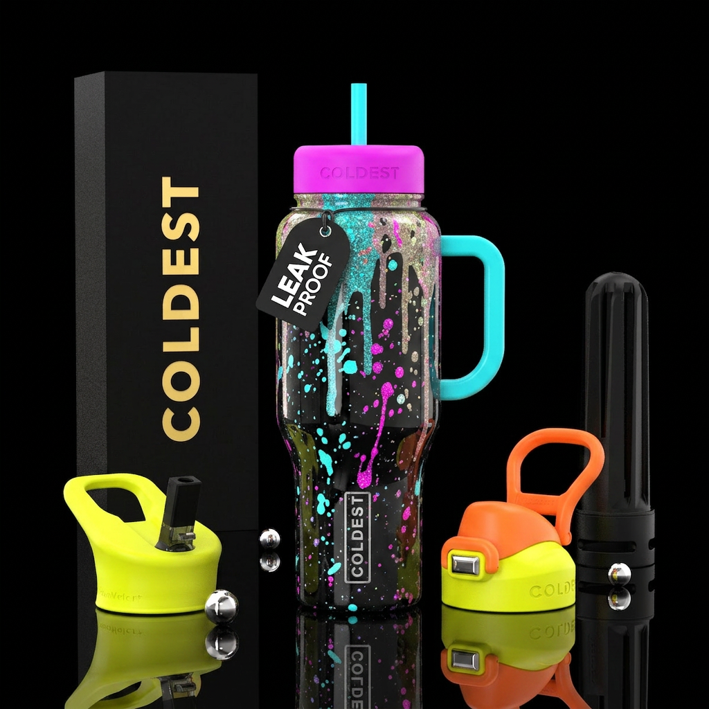 glossy black paint water bottle design