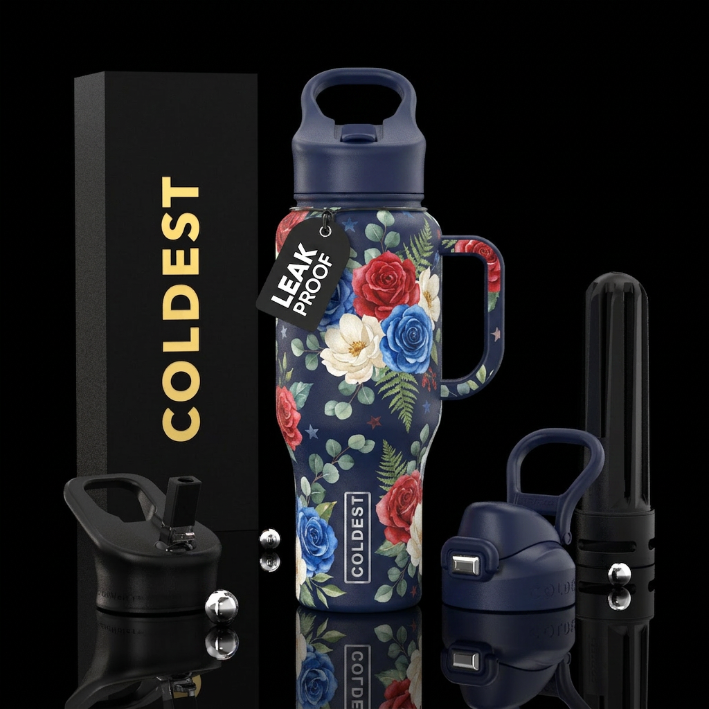 patriotic roses water bottle design
