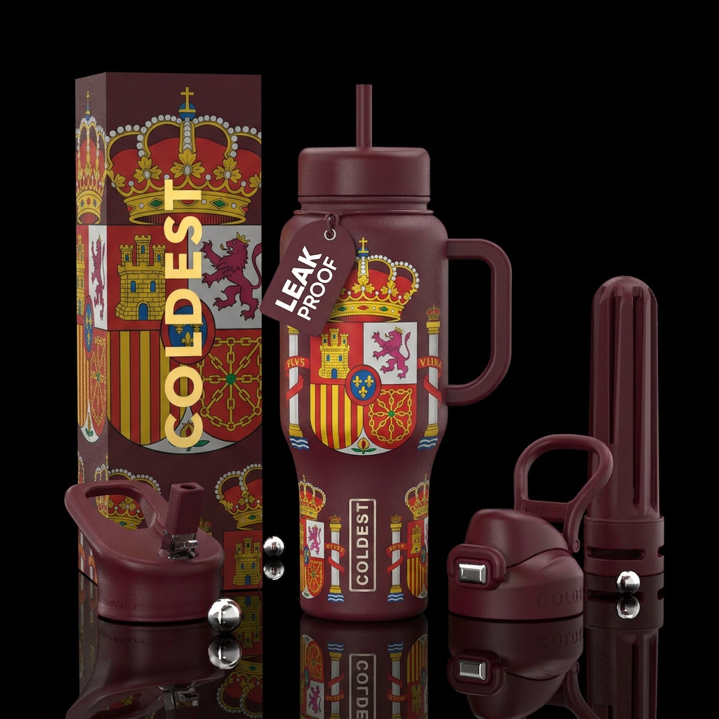 spanish coat of arms water bottle design