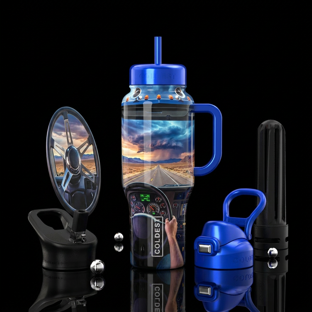 truck driver vibes water bottle design