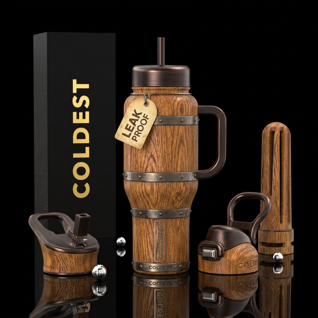 oak barrel water bottle design