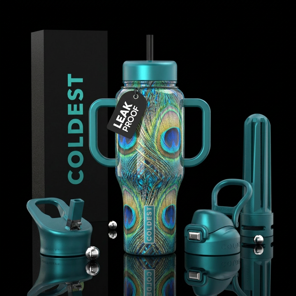 feather reflections water bottle design