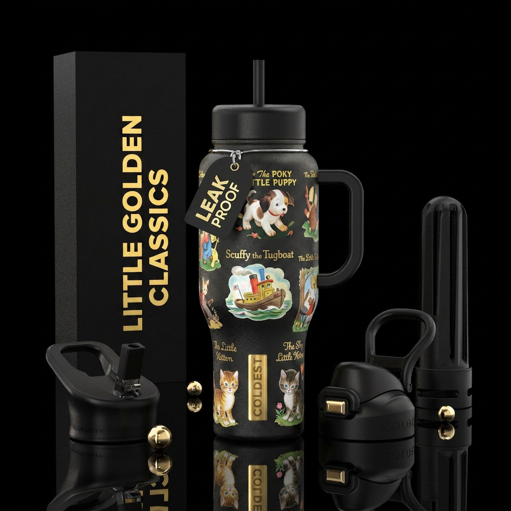 golden books water bottle design