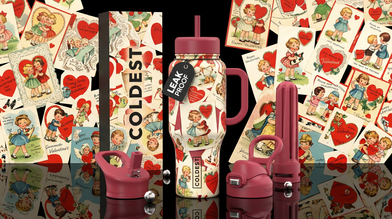 love back then water bottle design