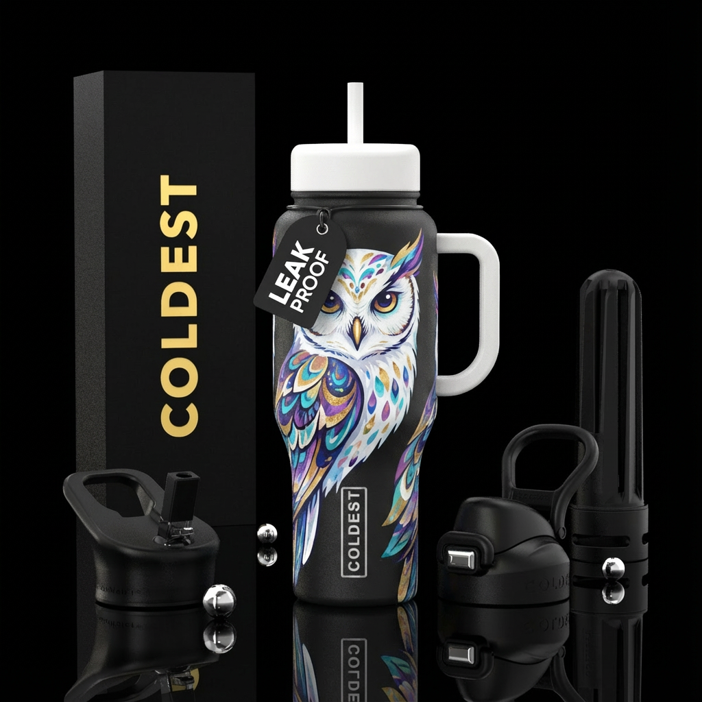 White Owl water bottle design