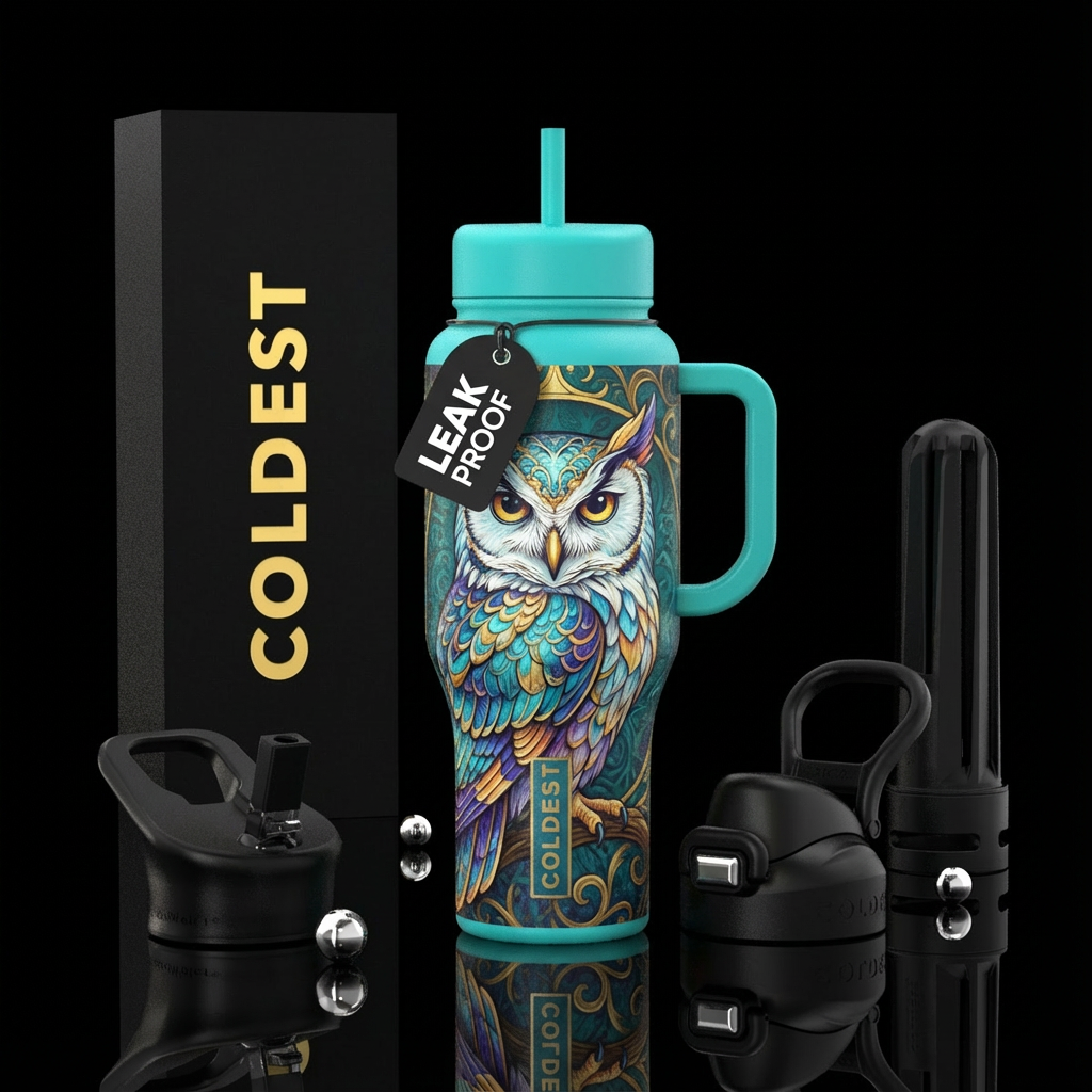White Owl water bottle design