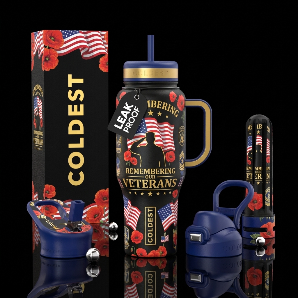 Remembering Our Veterans water bottle design