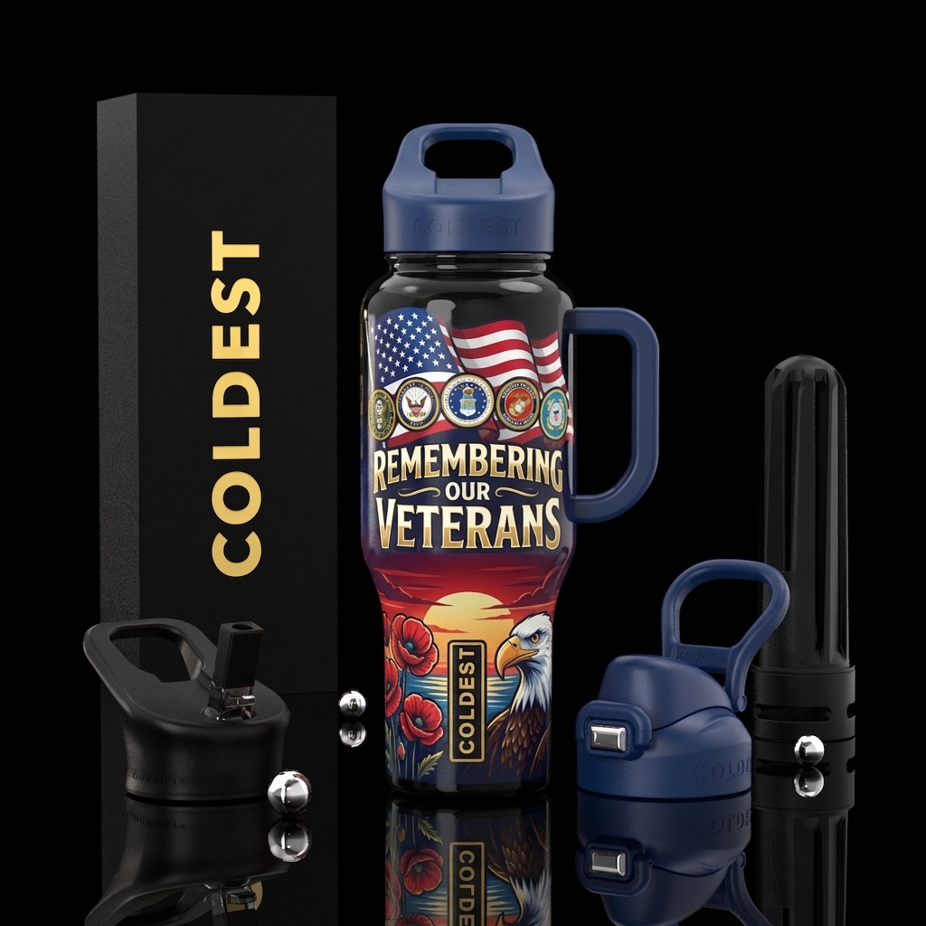 Remembering Our Veterans water bottle design