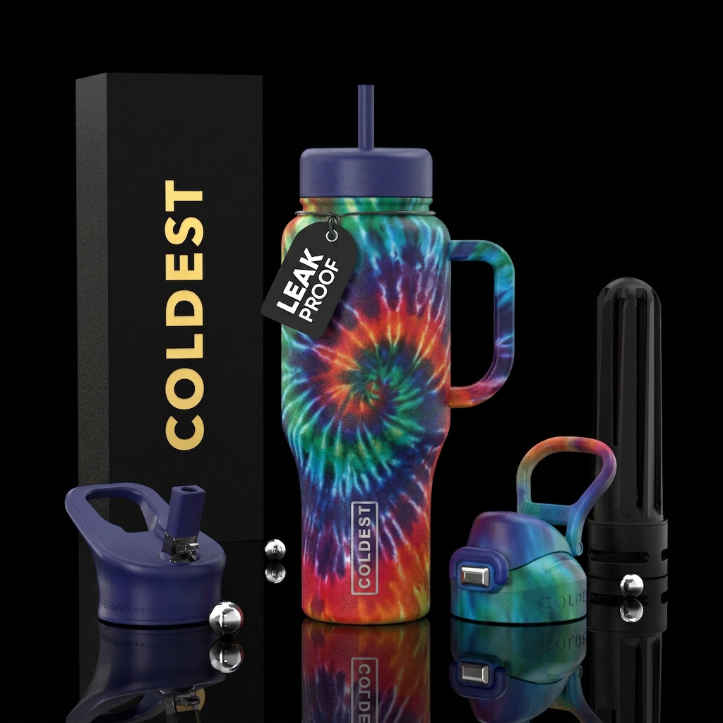 MULTI COLORED TIie DYED water bottle design