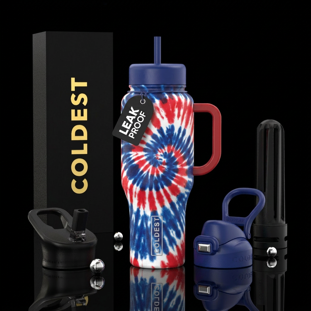 American Tie  Dye water bottle design