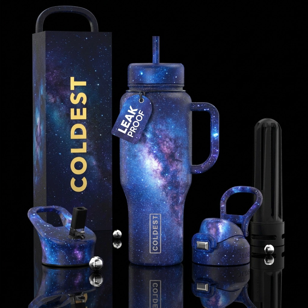 Glowie Milky Way Galaxy water bottle design