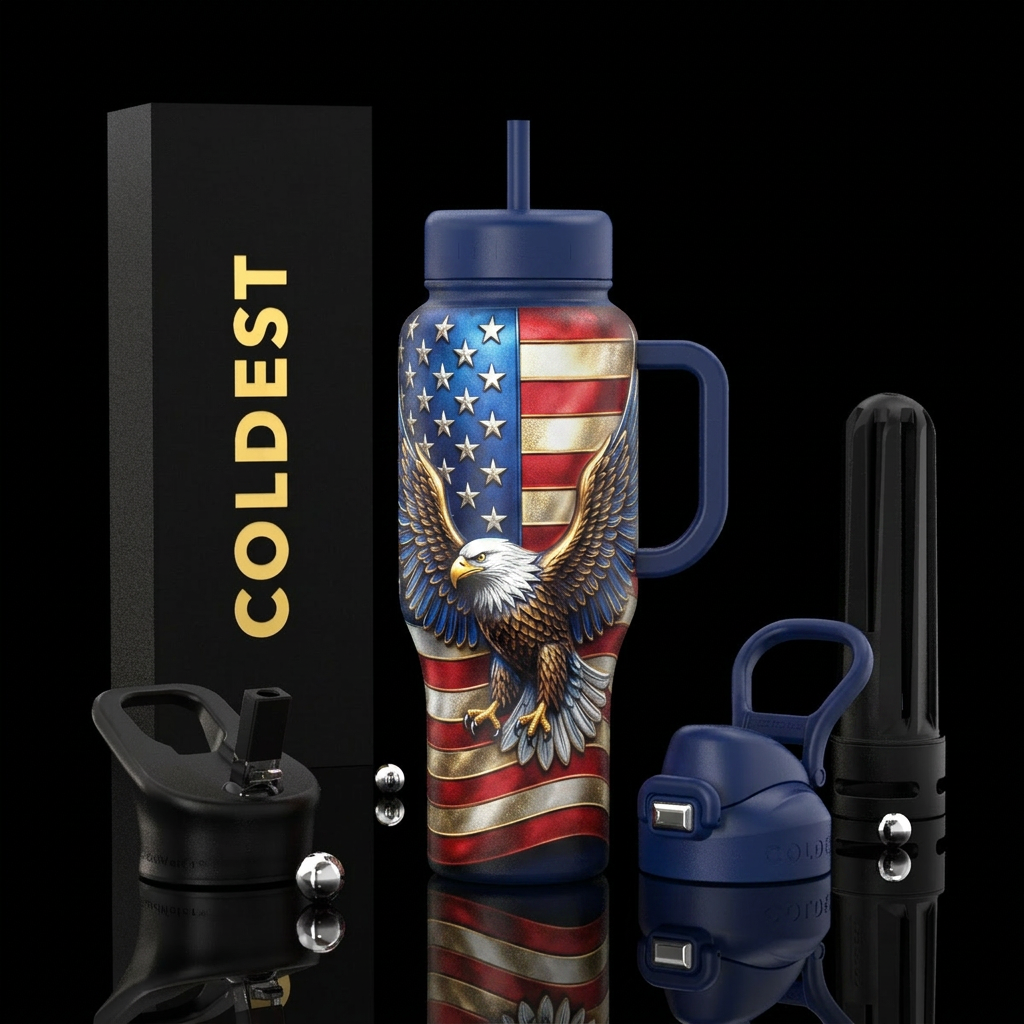 American Flag and American Eagle 3D water bottle design
