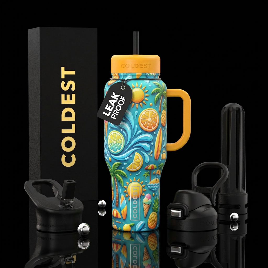 3D Summer Fun water bottle design