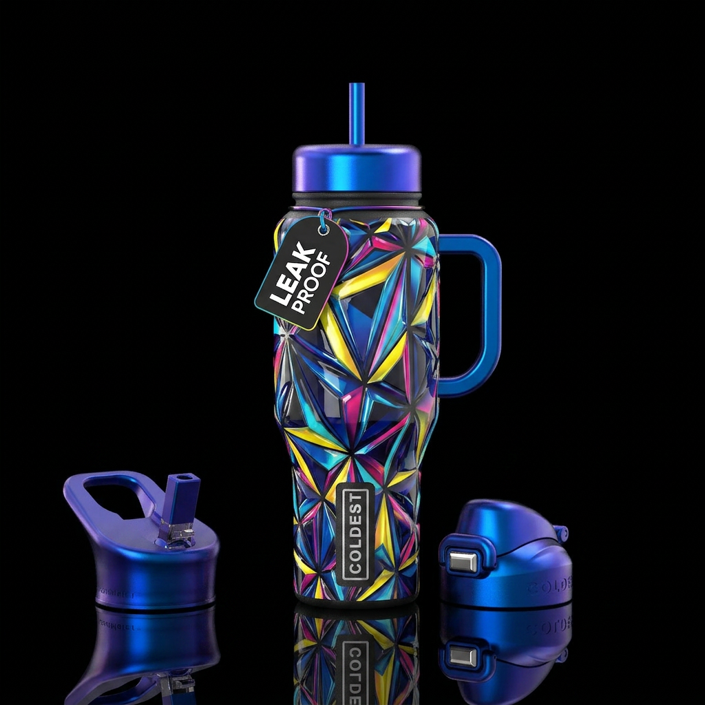 Shiny Multi Colored sidgel TV water bottle design