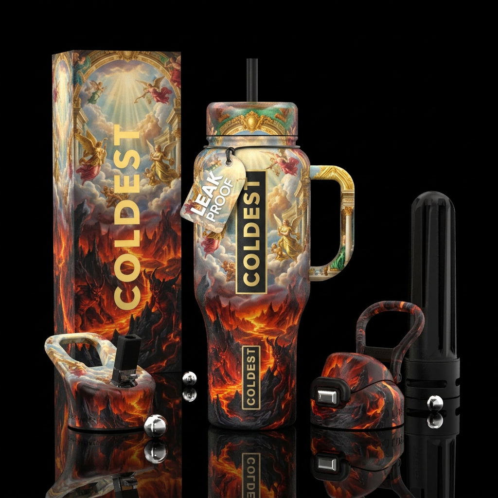 Heaven and Hell water bottle design