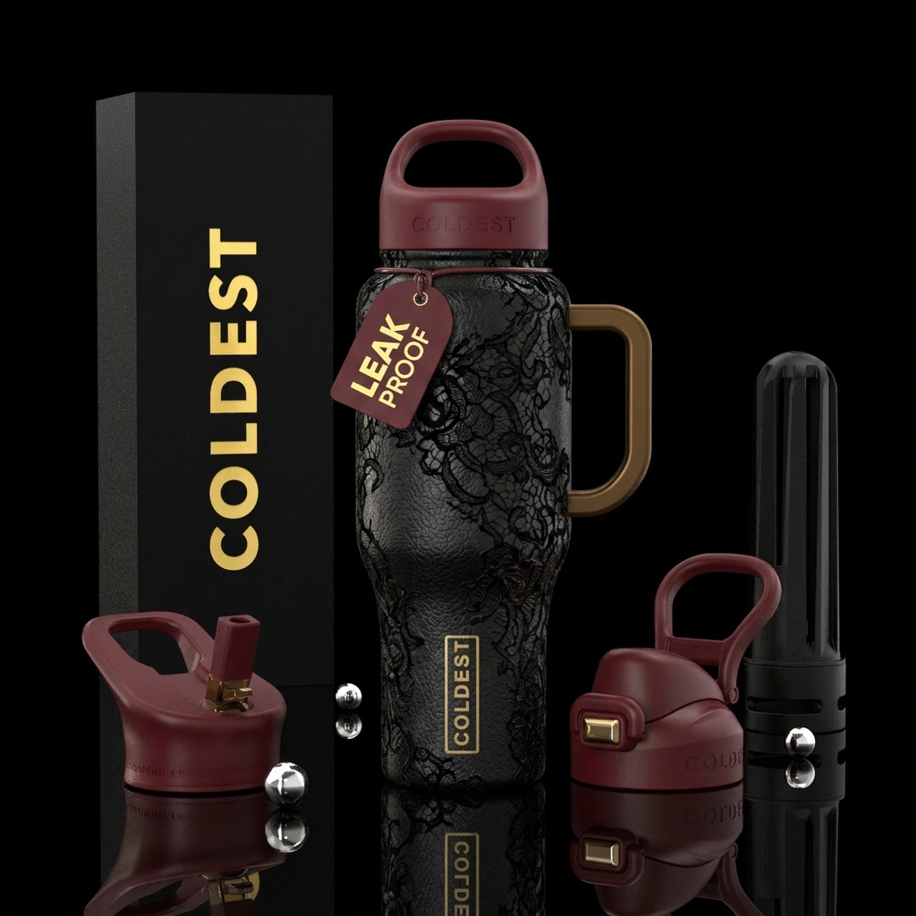 Leather and Lace water bottle design