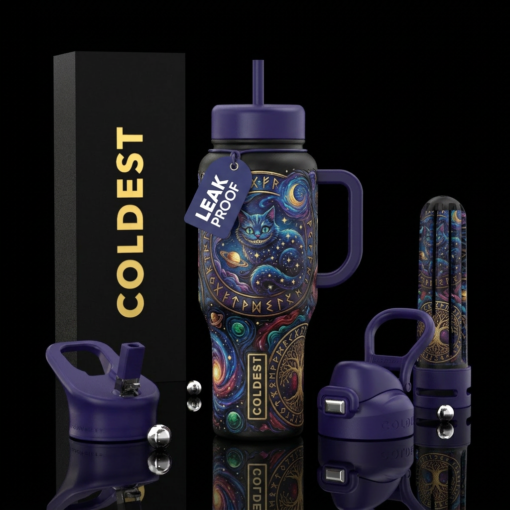 whimsical, wonderland, spiritual, celestial, timel... water bottle design