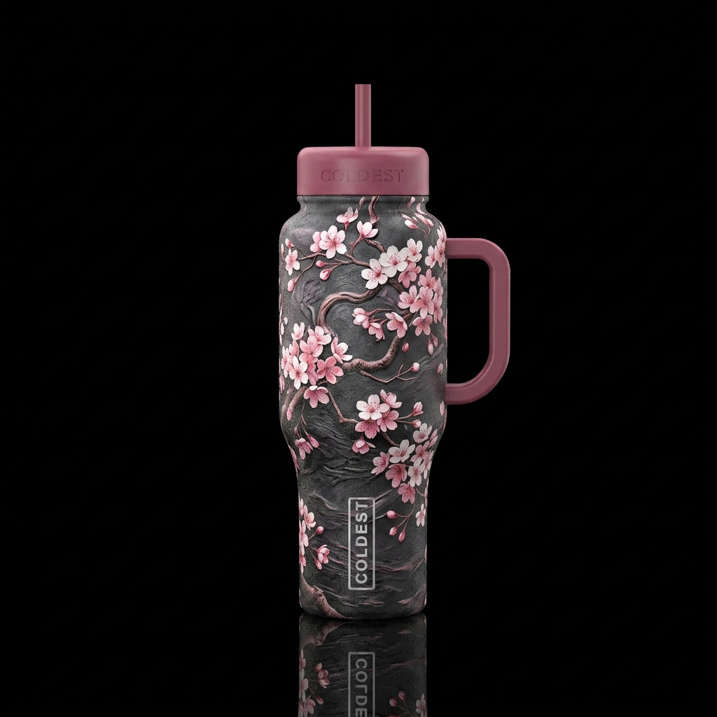 cherry blossom season water bottle design