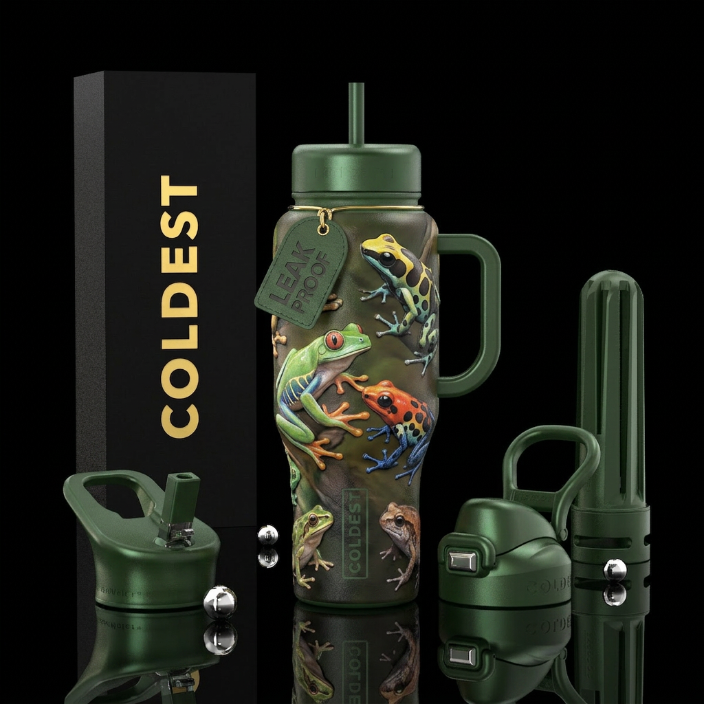 Multiple species of Frogs water bottle design