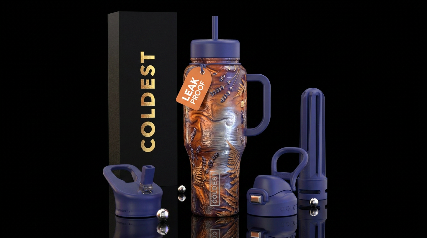 rustic, moonlit, midsummer, sunset water bottle design