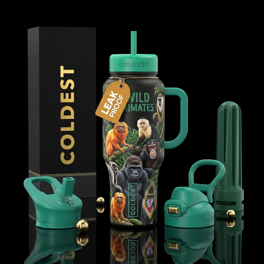 Various Types of Monkeys water bottle design