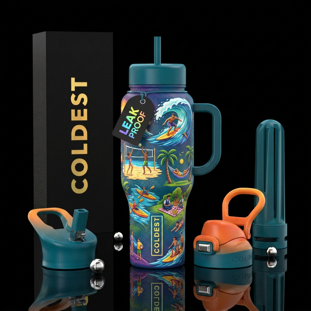 Summer Activities water bottle design