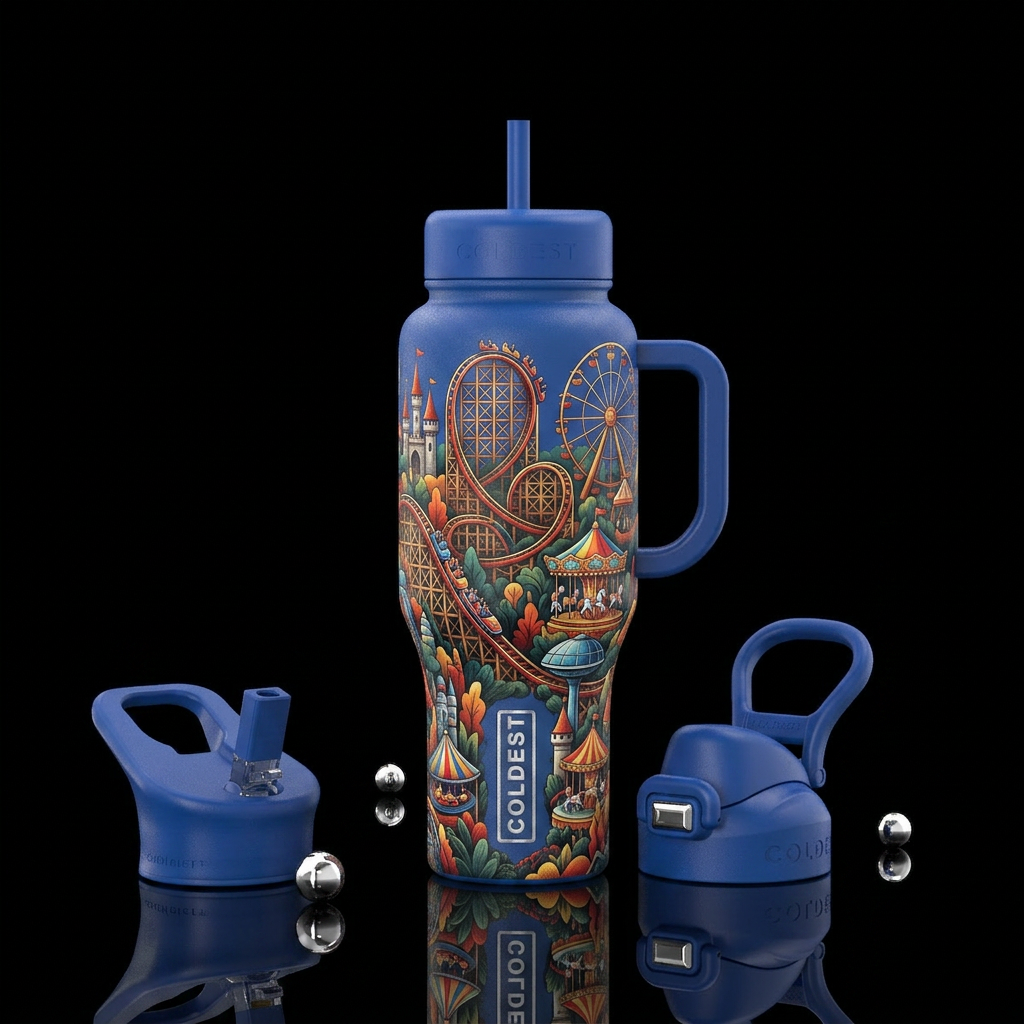 USA Amusement Parks water bottle design