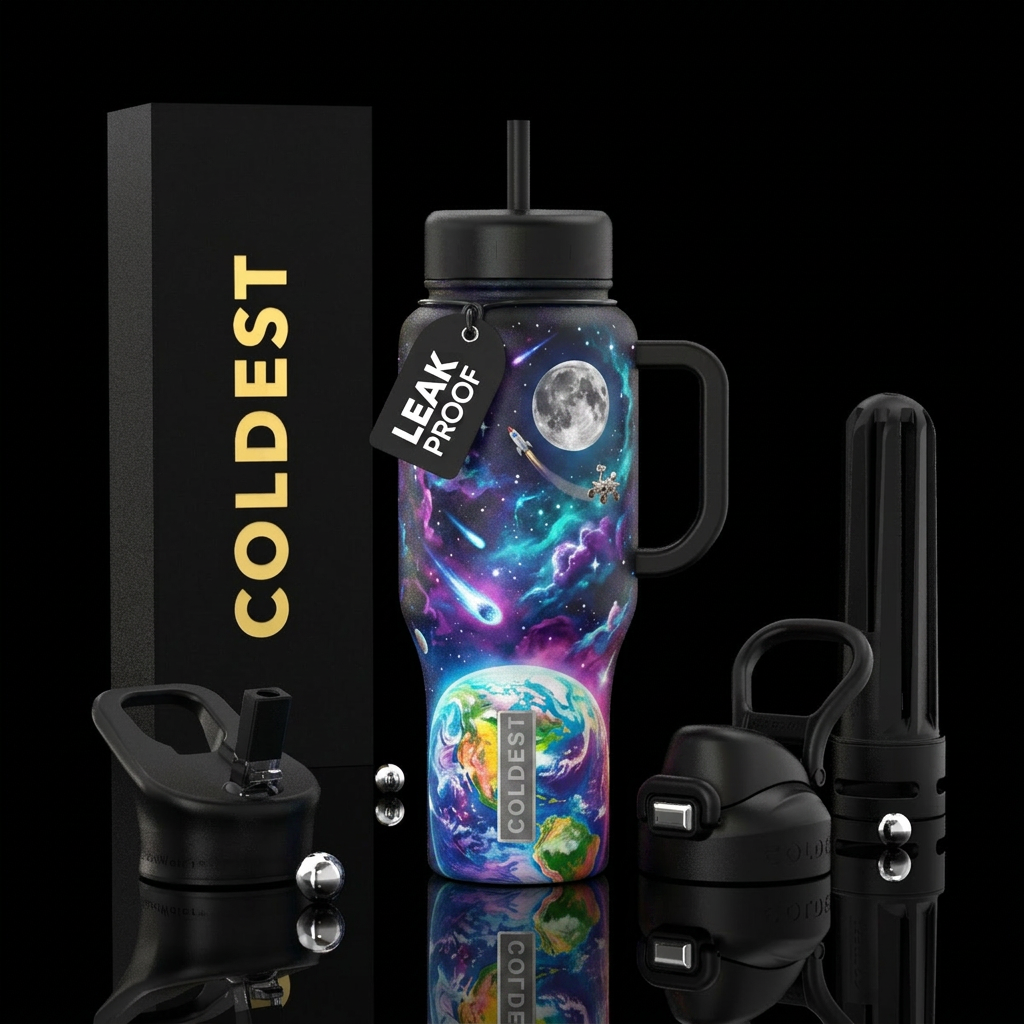 From the Earth to the Moon water bottle design