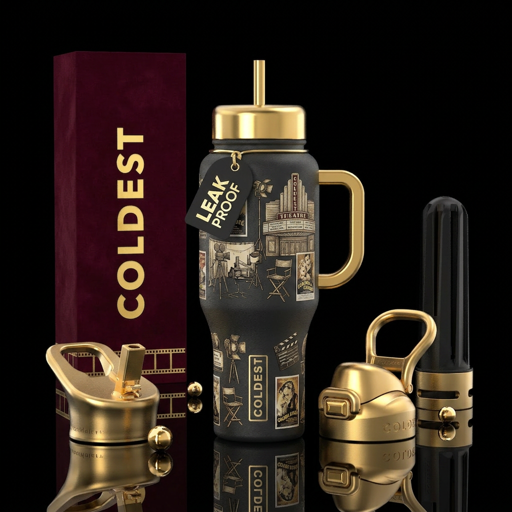 Golden Age of Cinema water bottle design