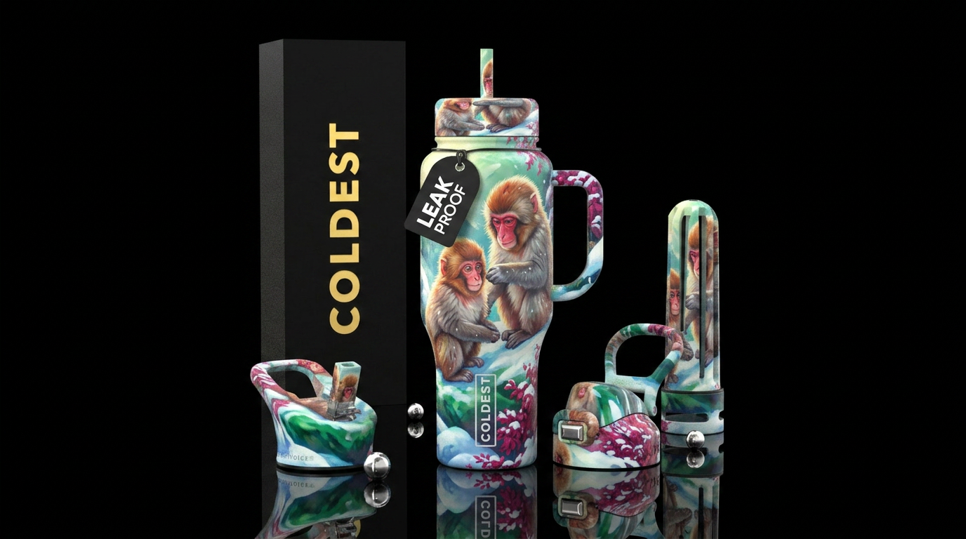 Young Japanese macaque (aka Snow Monkey) water bottle design