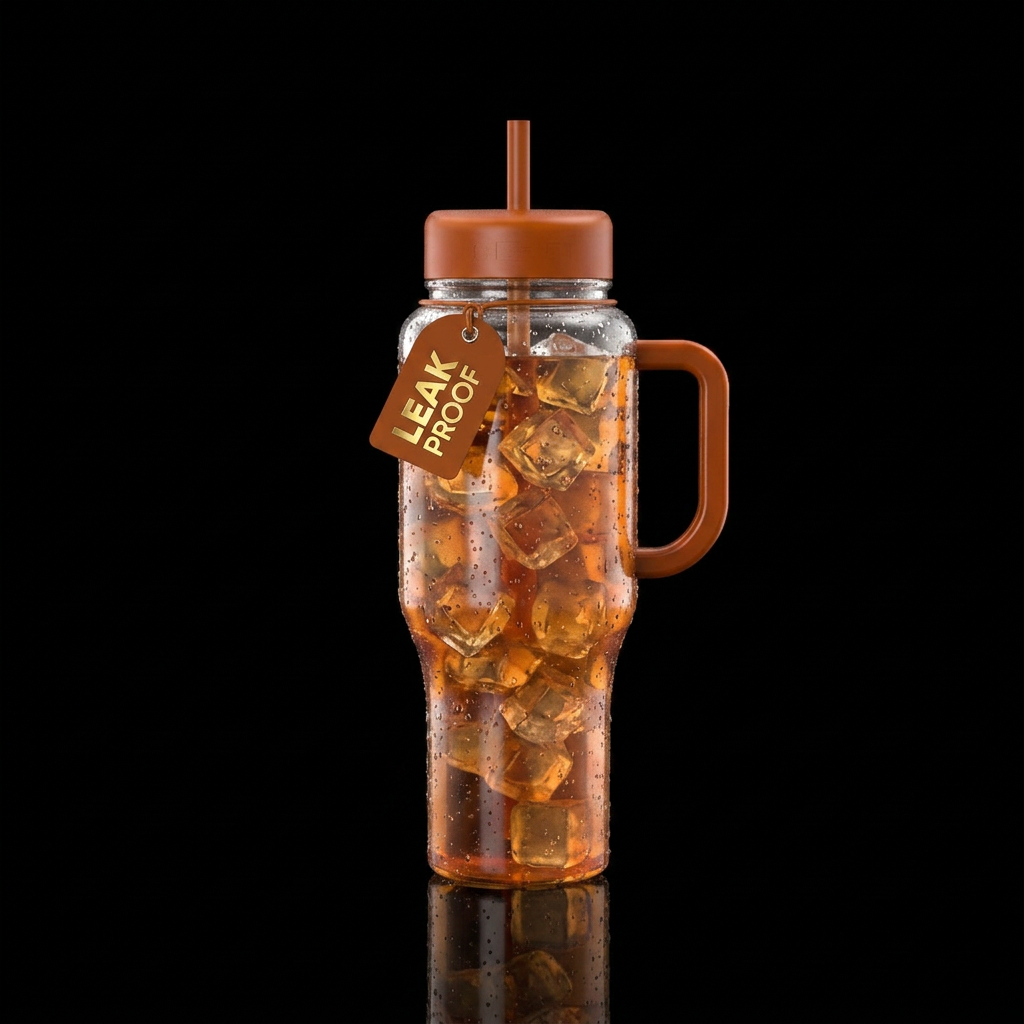 Translucent with Iced Tea with plenty of ice cubes water bottle design