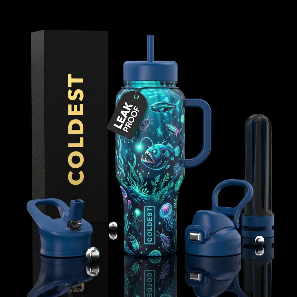 Bioluminescent Fish, Plants, Bugs Algae water bottle design