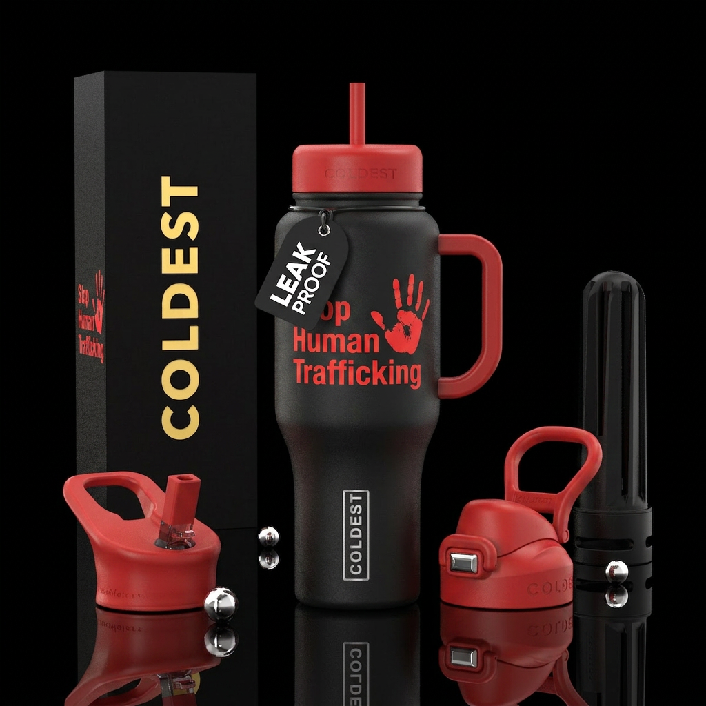 Stop Human Trafficking water bottle design