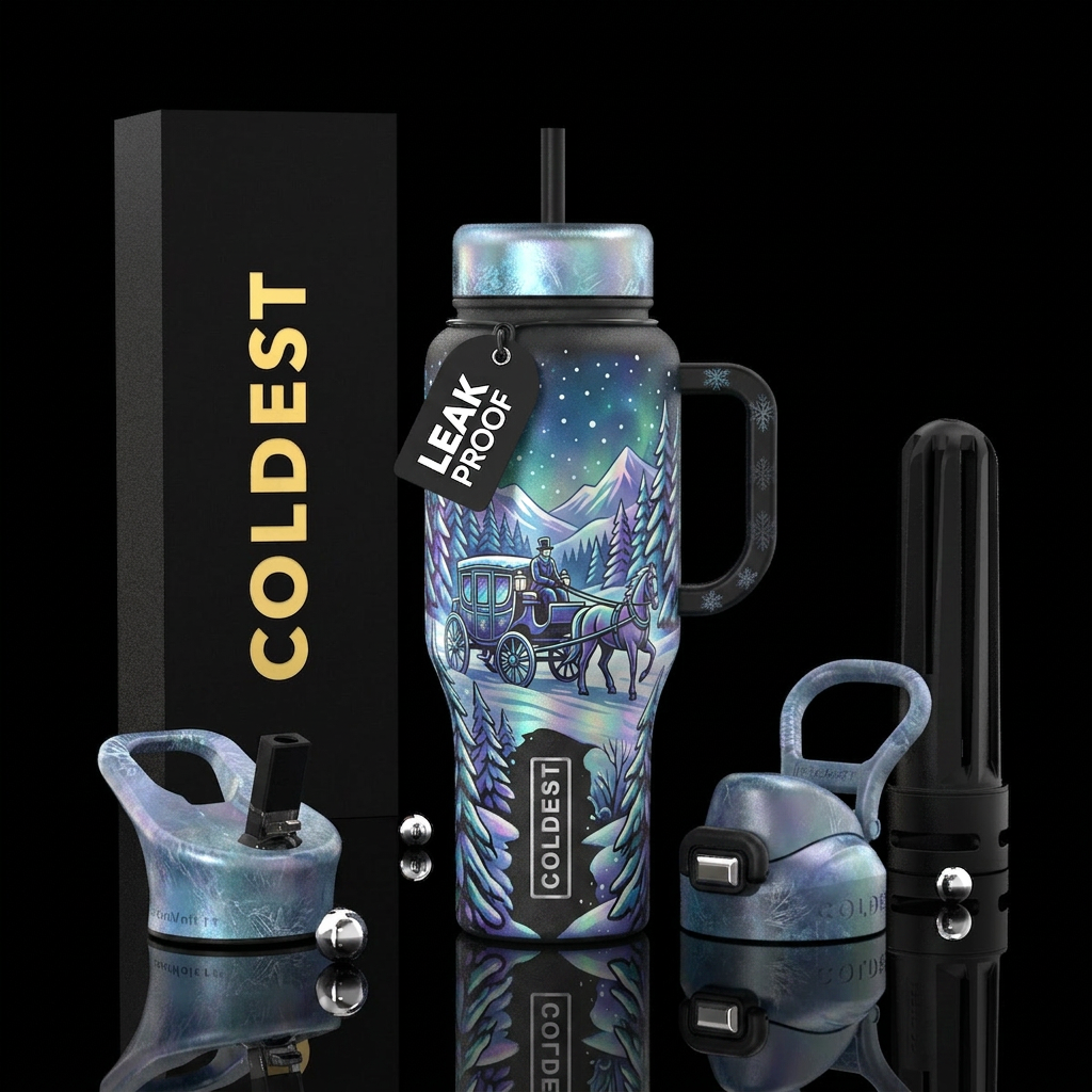 Winter Wonderland, Horse Drawn Carriage water bottle design