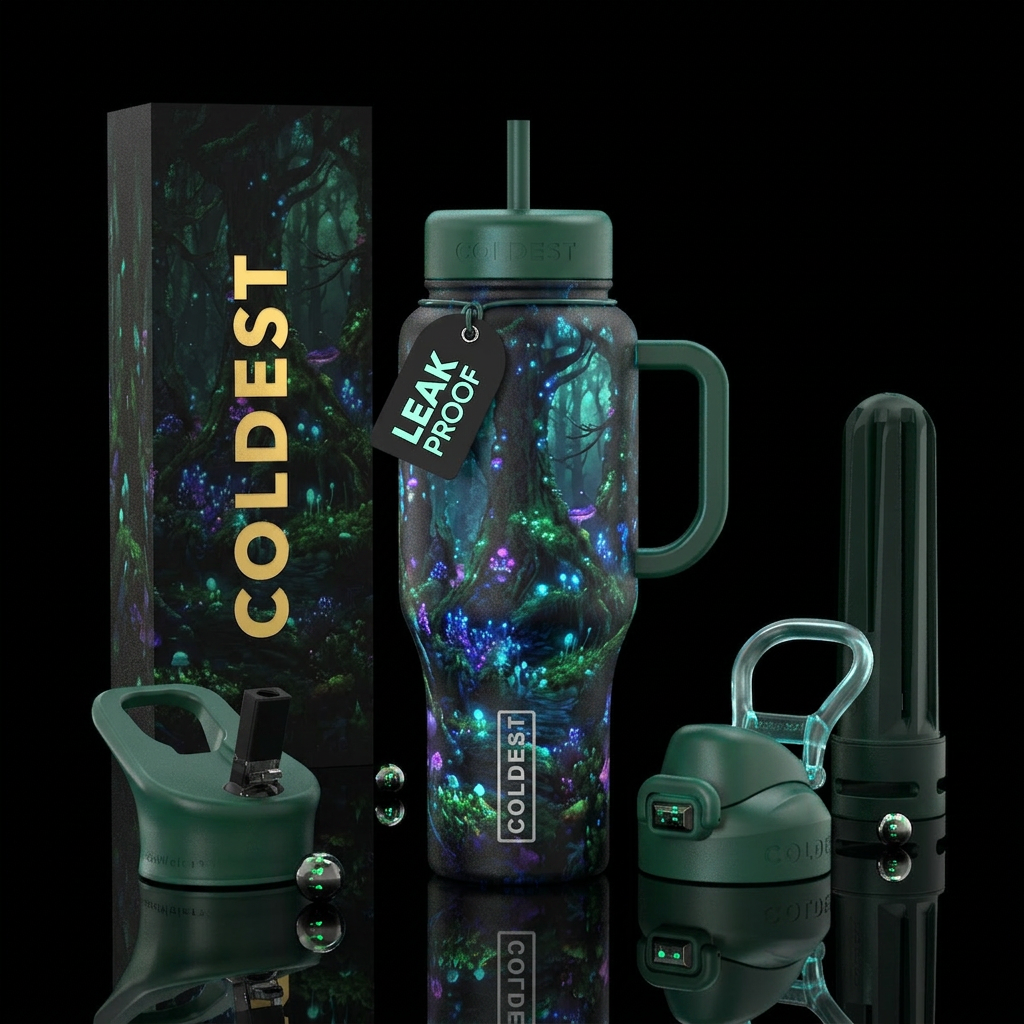 Bioluminescent in the Forest water bottle design