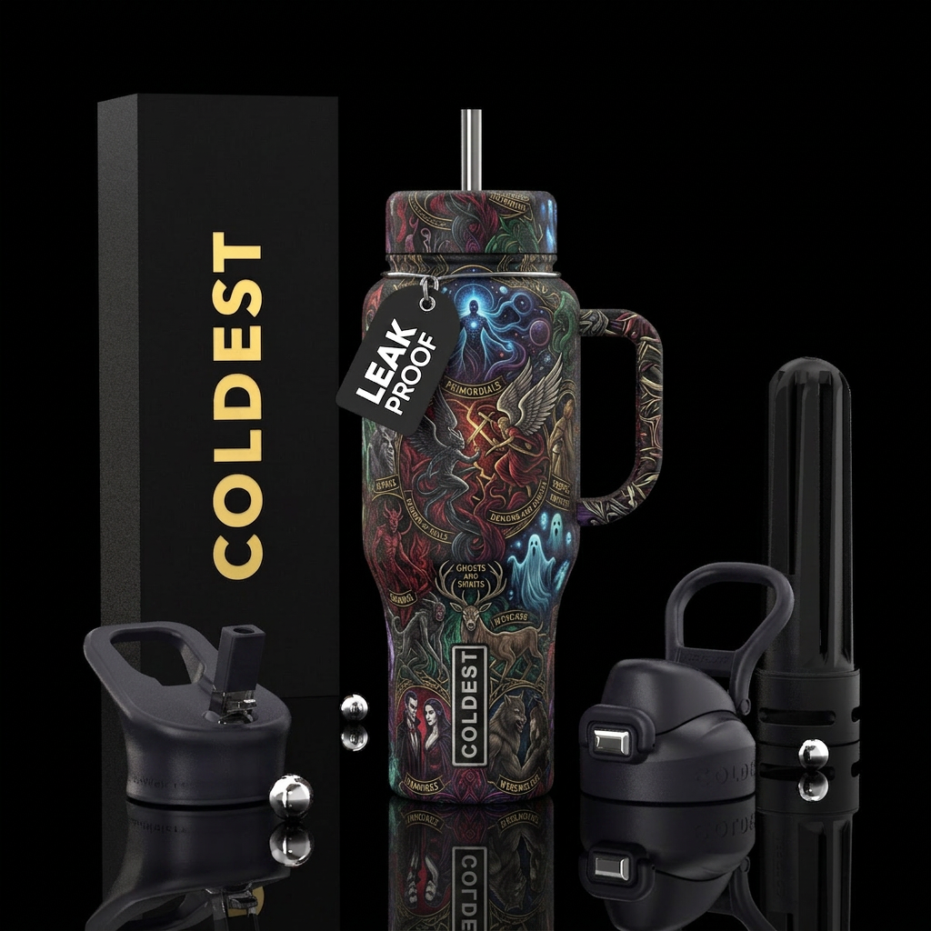 Primordials, Demons and Angels, Alphas, Demons, Gh... water bottle design