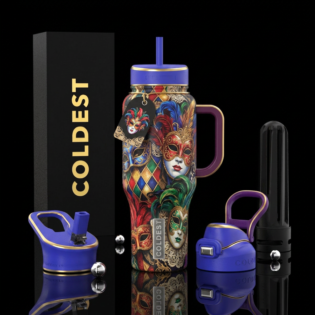 venetian masquerade water bottle design