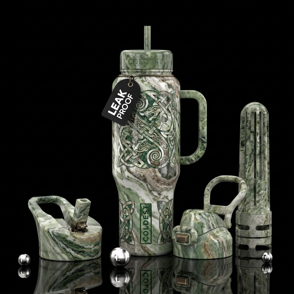 Celtic Symbols and Designs made from Connemara Mar... water bottle design