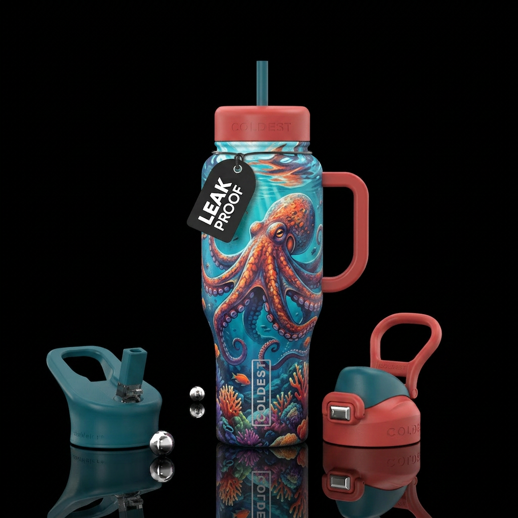 Octopus in the ocean water bottle design