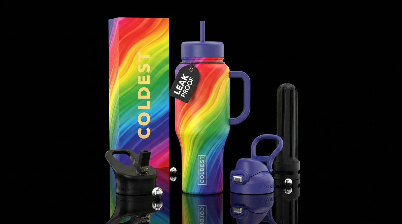 Over the rainbow water bottle design
