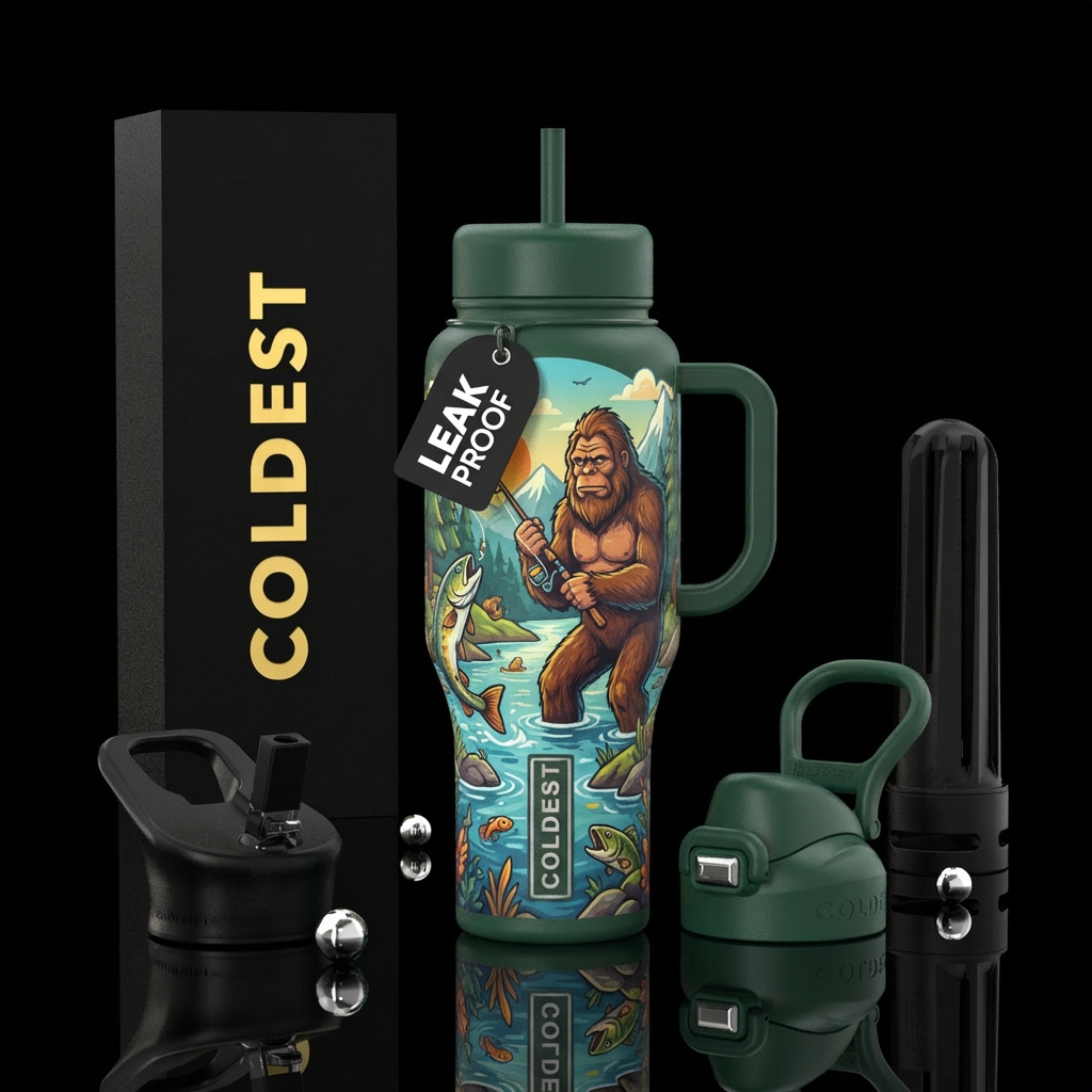 Bigfoot Fishing water bottle design