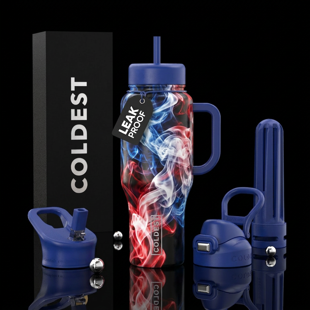 Red, White and Blue Smoke water bottle design