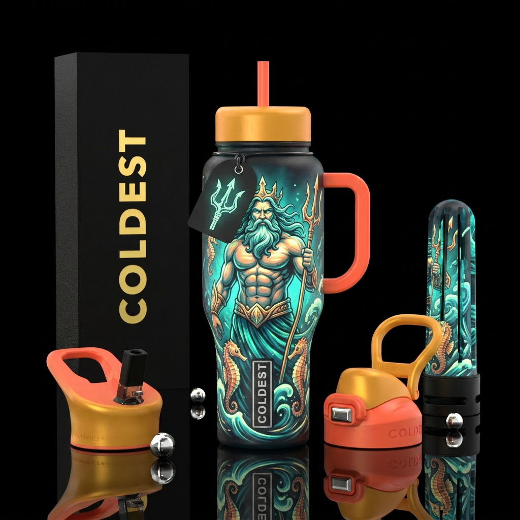 King triton glow in the dark water bottle design
