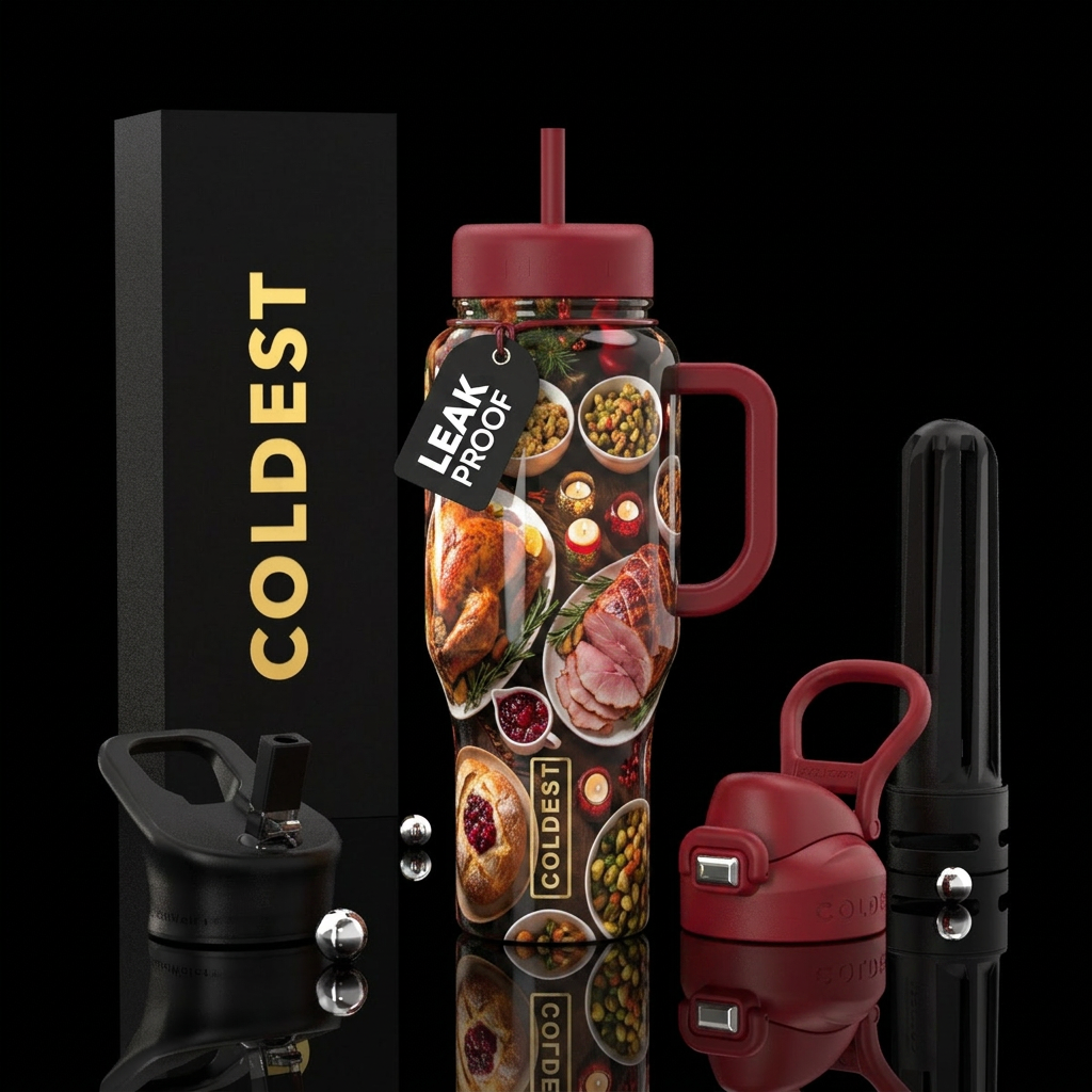 Christmas dinner water bottle design